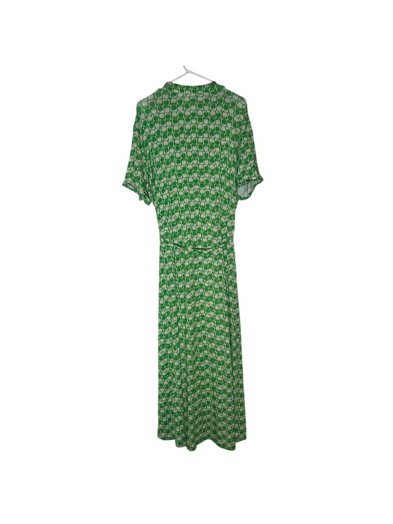 Hvn Maria Belted Apple Printed Jersey Midi Dress Women's Size 16 Green In Euc! — image 6 of 6
